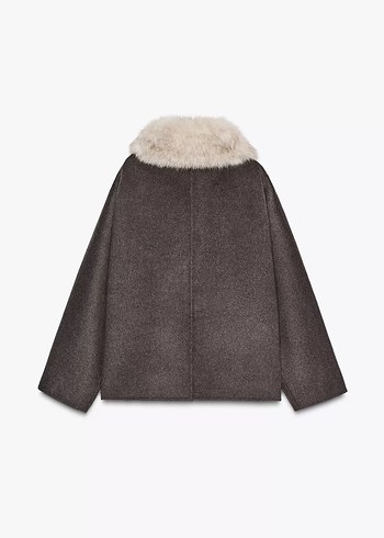 Zara YÜN KARIŞIMLI SUNİ KÜRK YAKALI KABAN ZW COLLECTIO - Görsel 2