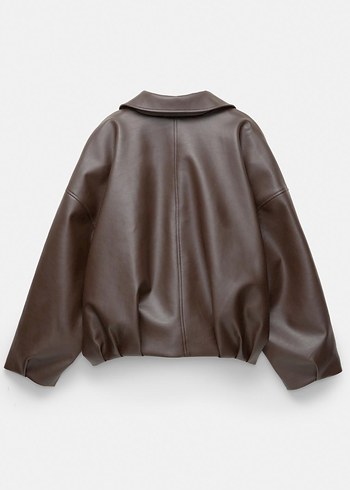 pullandbear viral Kahverengi Deri Ceket - Görsel 2