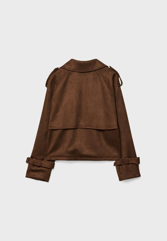 Stradivarius Kısa suni süet trençkot - Görsel 2