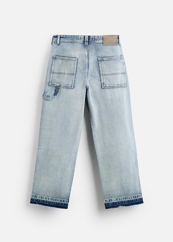 Zara Zara Gri Mavi Midi erkek Denim Pantolon