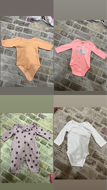 6 Ay Beden çeşitli Renk Bebek elbise,bebek şort, bebek atlet, bebek Zıbın vb 62 parça ür