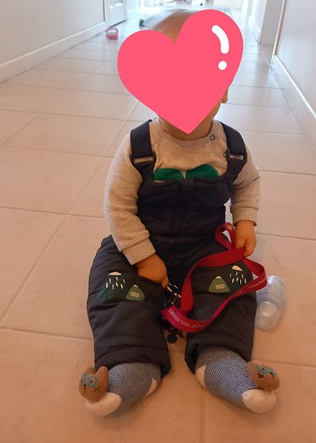 9-12 Ay Beden Erkek Çocuk Sıvı Geçirmez Mont ve Pantolon Takımı