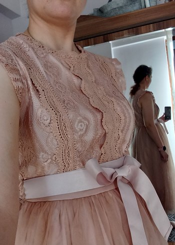 Midi Dantel Bohem Elbise - Görsel 5