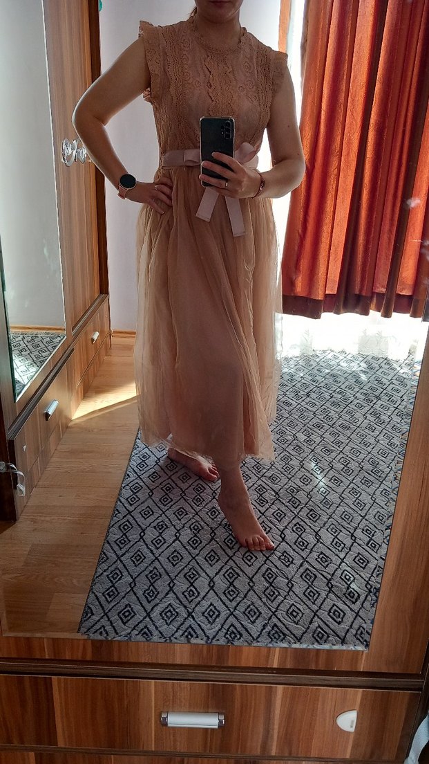 Midi Dantel Bohem Elbise - Görsel 4