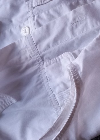 Düğmeli Beyaz Kolsuz Pamuklu Kadın Gömlek - Görsel 2