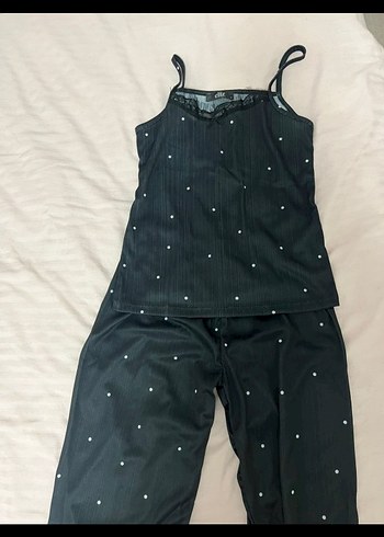 Diğer Diger Siyah Bağlamalı Askılı Pijama Takımı