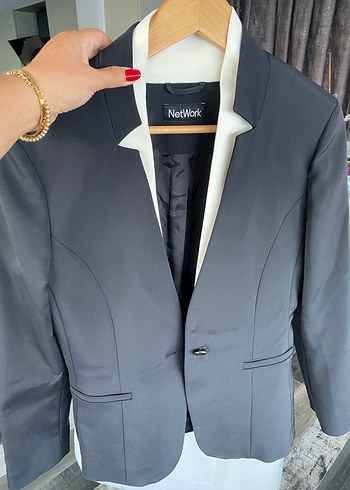 NetWork Gri Düğmeli Kadın Blazer Ceket
