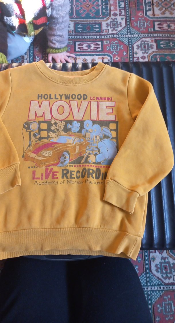 Sarı Baskılı Erkek Sweatshirt - Görsel 2