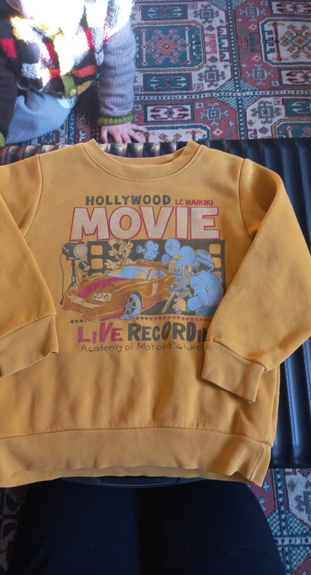 Sarı Baskılı Erkek Sweatshirt - Görsel 3