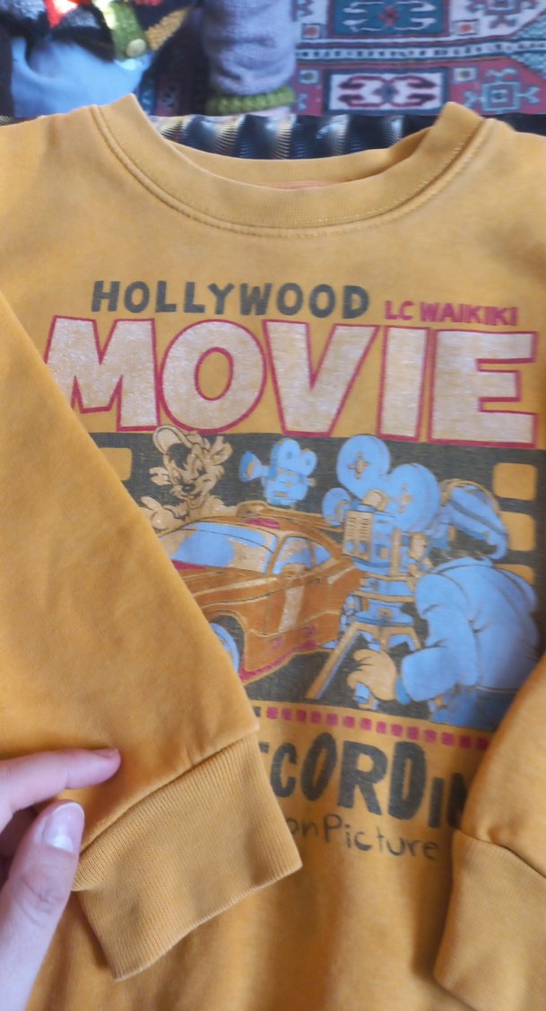 Sarı Baskılı Erkek Sweatshirt - Görsel 5