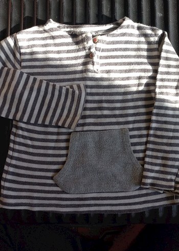 Erkek Çocuk Gri Düğmeli Sweatshirt - Görsel 3