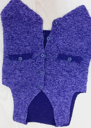 Erkek Çocuk Mor Örgü Kolsuz Triko yelek - Görsel 2