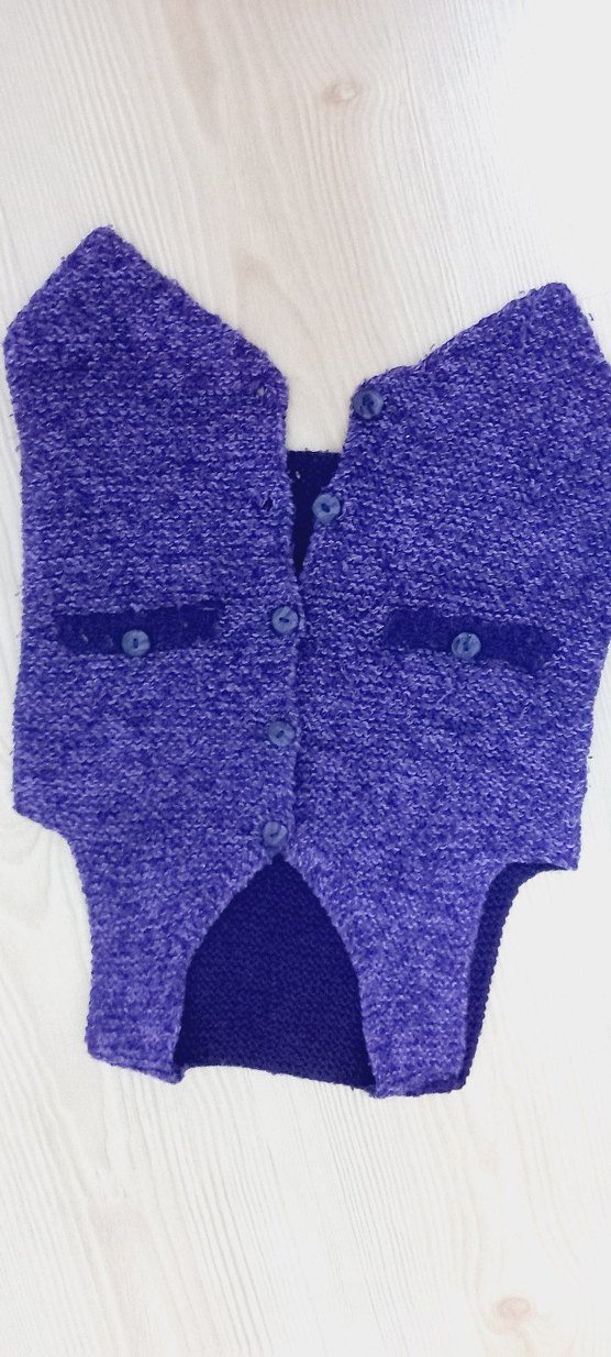 Erkek Çocuk Mor Örgü Kolsuz Triko yelek - Görsel 2