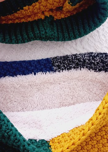 Renkli Bohem Örgü Bere ve Boyunluk Seti - Görsel 4