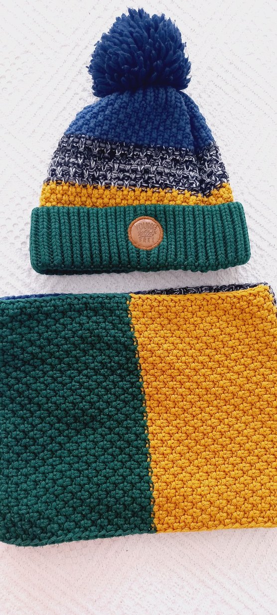 Renkli Bohem Örgü Bere ve Boyunluk Seti - Görsel 2