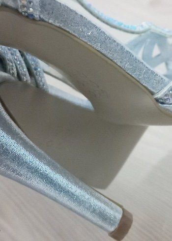 Mavi Parlak  Desenli Topuklu Kadın Ayakkabı - Görsel 6