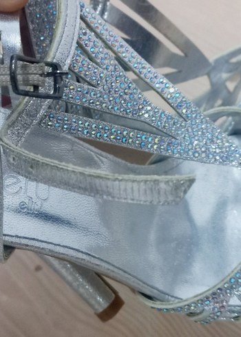 Mavi Parlak  Desenli Topuklu Kadın Ayakkabı - Görsel 7