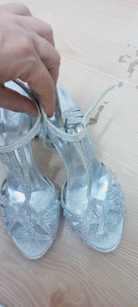 Mavi Parlak  Desenli Topuklu Kadın Ayakkabı - Görsel 3