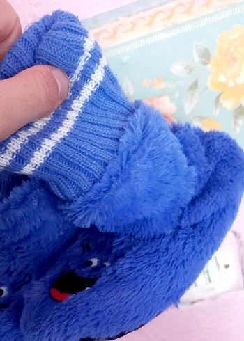Penti Nakışlı Mavi Erkek Çocuk Sıcak ev ayakkabısı