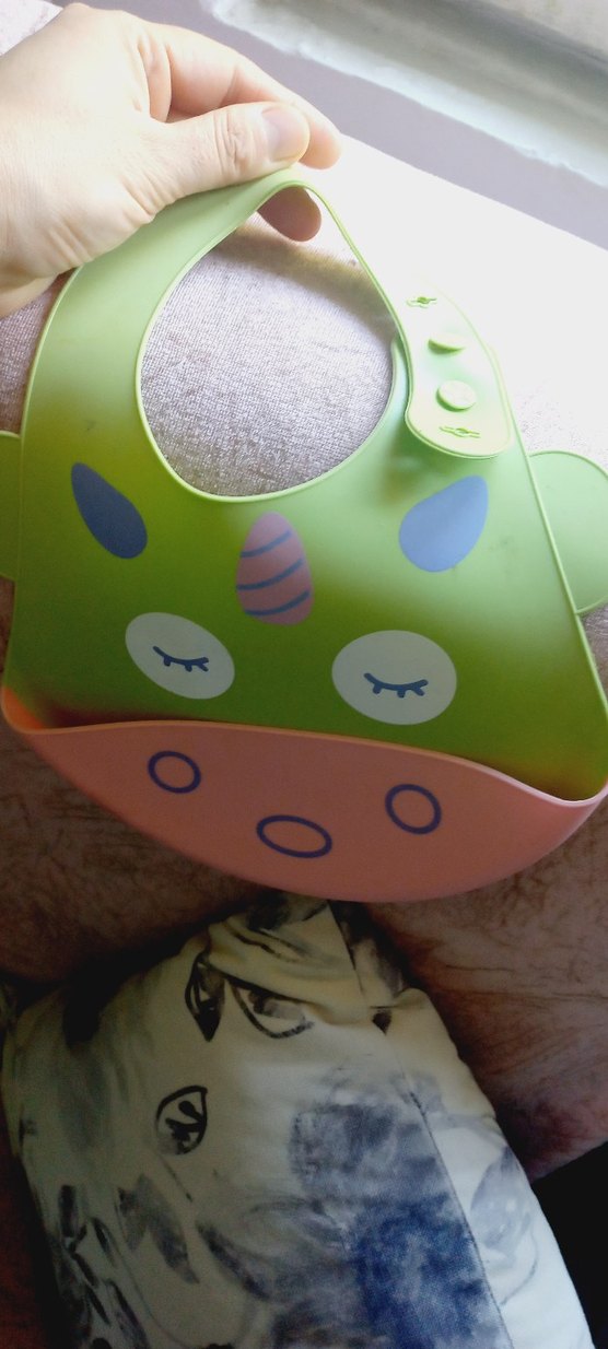 Yeşil ve Pembe Unicorn Desenli Bebek Önlüğü - Görsel 3