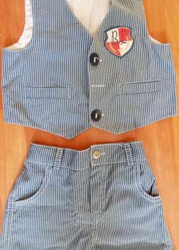 H&M Düğmeli Kot Erkek Bebek Yelek ve Şort Takımı