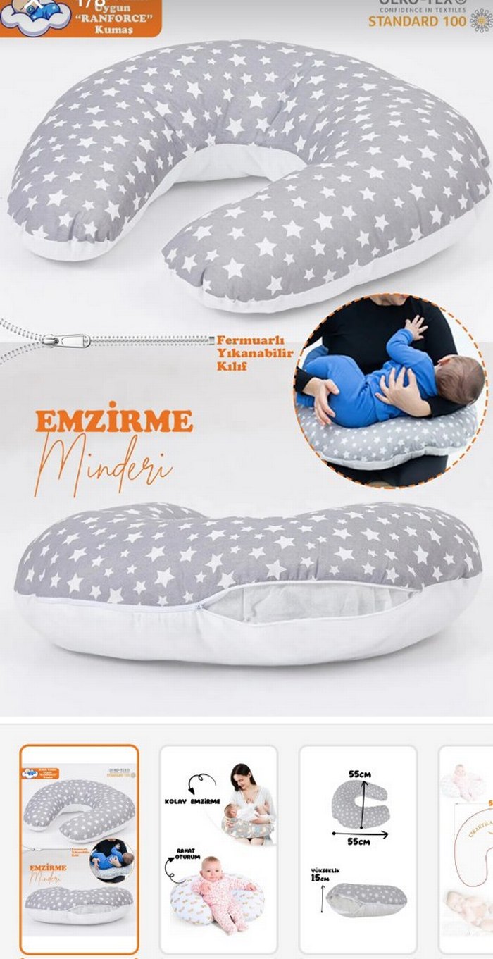 Büyük boy Gri Desenli Emzirme ve Hamilelik Yastığı - Görsel 2