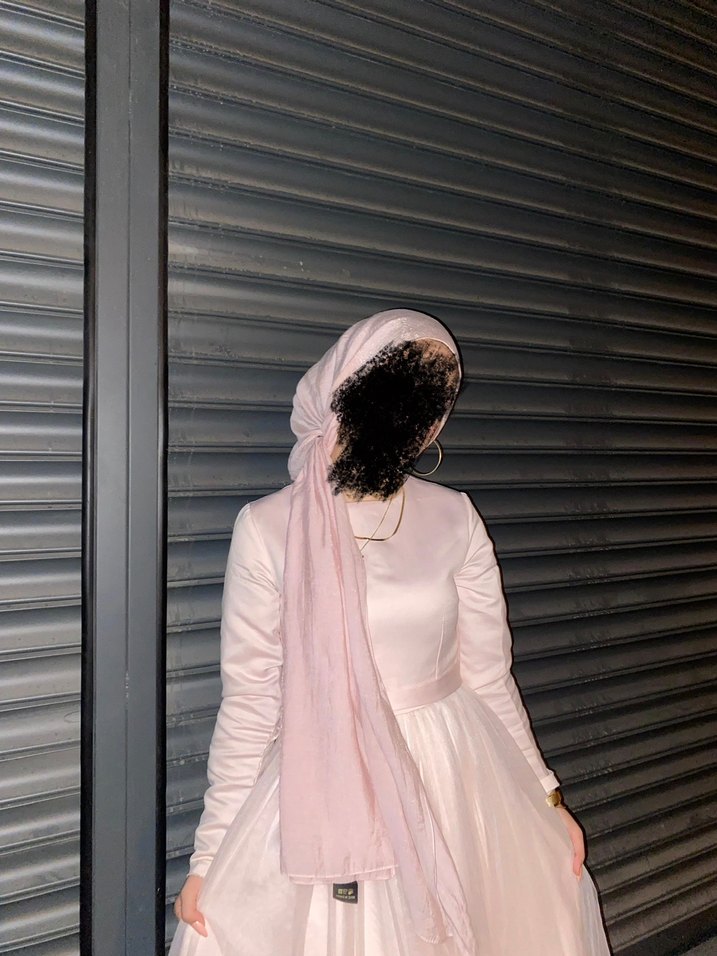 Uzun pudra Yüksek Yakalı Kadın Abiye - Görsel 2