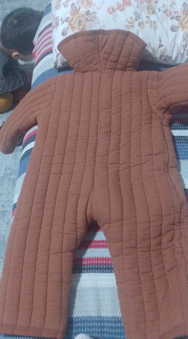 Kahverengi unisex Bebek Düğmeli Tulumu - Görsel 4