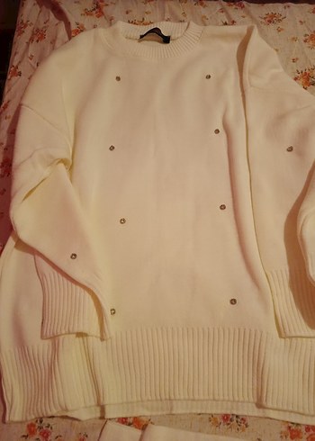 Beyaz V Yakalı Uzun Kollu alt üst takım triko - Görsel 7