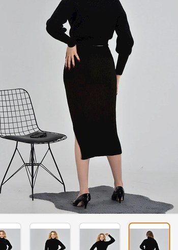 Siyah Midi Kalem Etek alt üst takım - Görsel 3