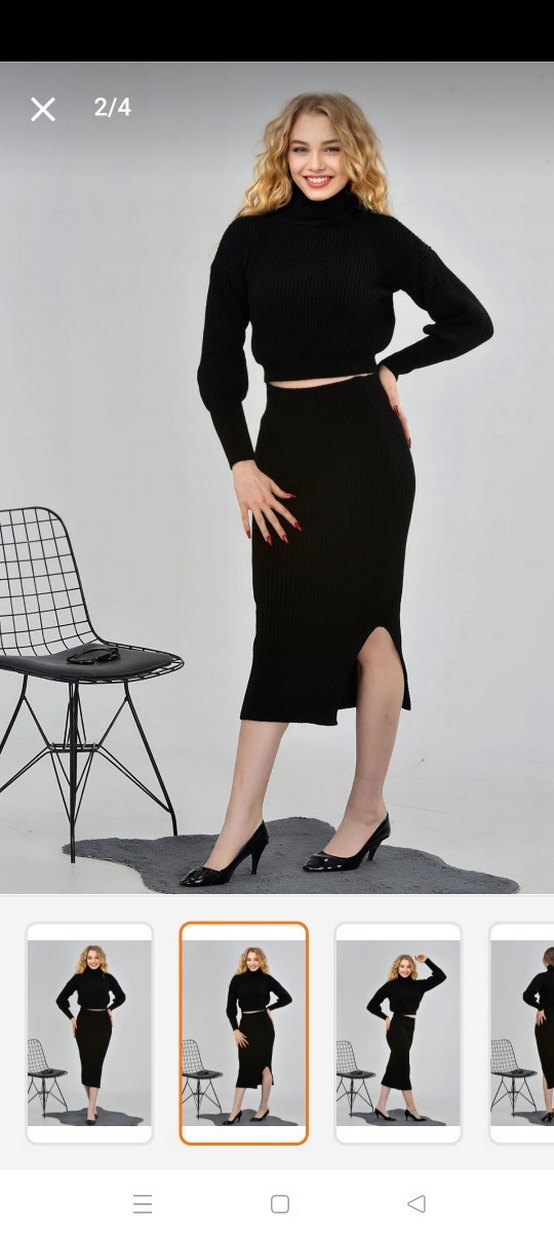 Siyah Midi Kalem Etek alt üst takım - Görsel 2