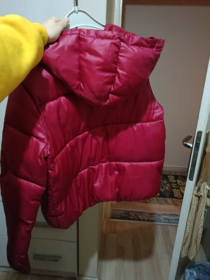 Kadın Kırmızı Kısa Sıcak şişme Mont - Görsel 3