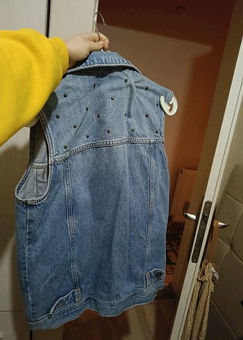 Düğmeli Mavi Denim Kadın Yelek - Görsel 3