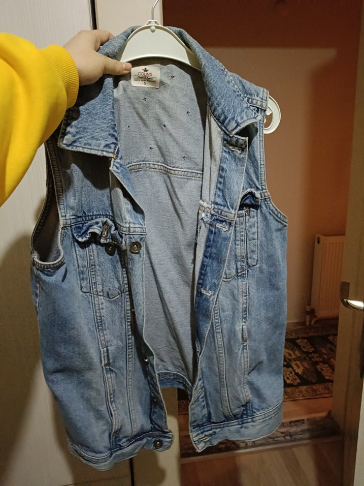 Düğmeli Mavi Denim Kadın Yelek - Görsel 2