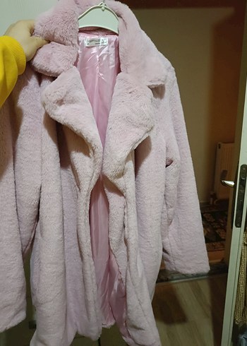 pembe peluş mont astarlı - Görsel 6