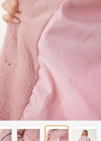 pembe peluş mont astarlı - Görsel 2