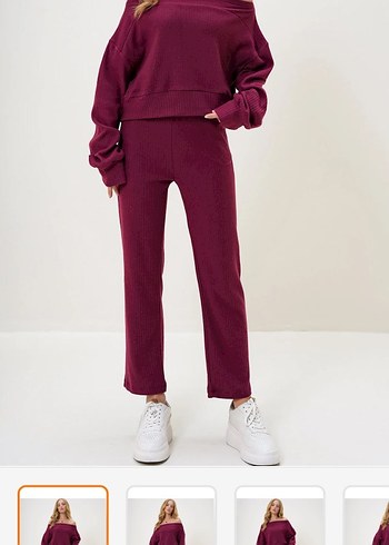 Bordo Kadın Rahat Oversize Eşofman Takımı - Görsel 3