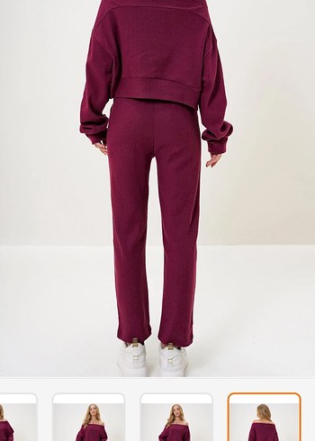 Bordo Kadın Rahat Oversize Eşofman Takımı - Görsel 2