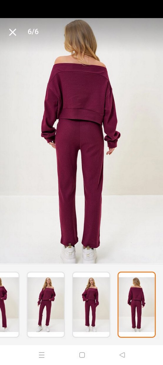 Bordo Kadın Rahat Oversize Eşofman Takımı - Görsel 2