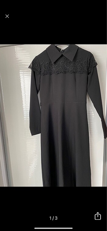 Siyah Omzu dantel detay elbise