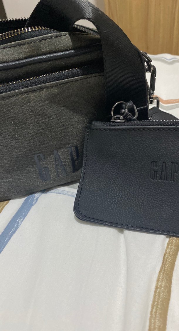 GAP Baskılı Gri Fermuarlı Cüzdanı ve Kemer - Görsel 2