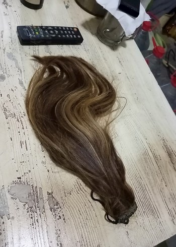 Gercek sac 37 cm 78 gram parça saç - Görsel 2