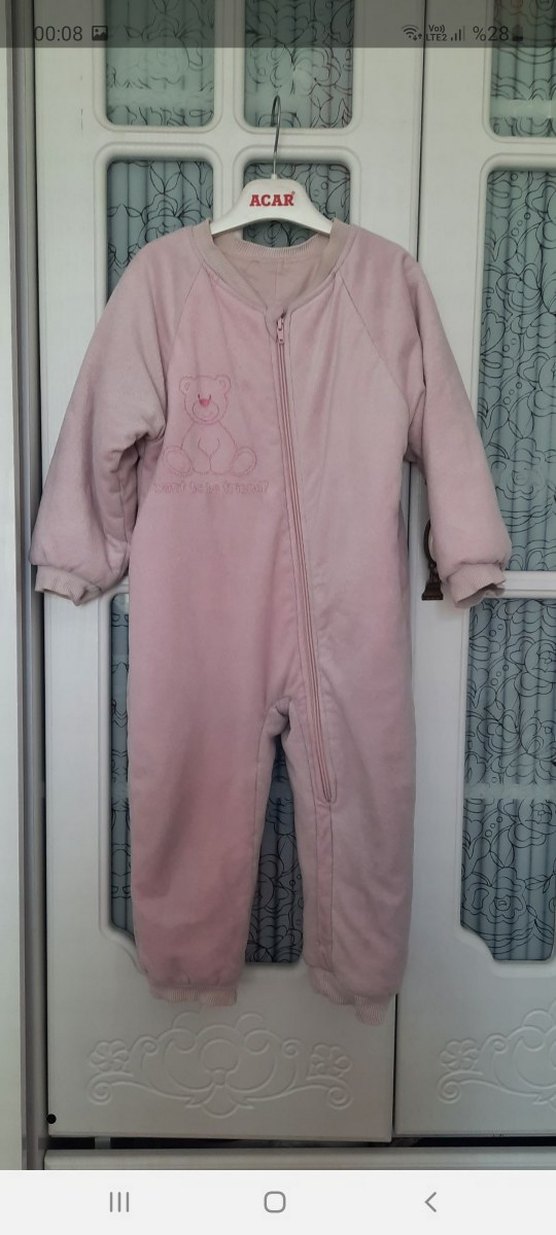 Kız Bebek Fermuarlı Pembe Tulumu - Görsel 2