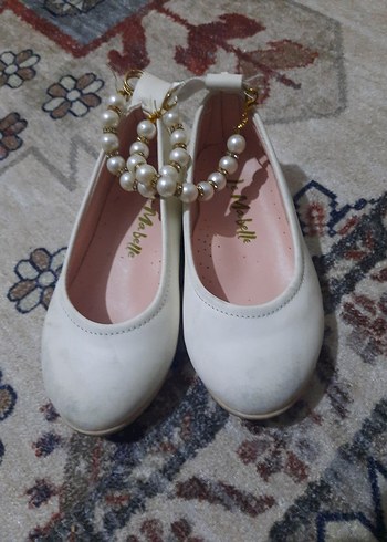 İnci Detaylı Beyaz Kız Çocuk Babet - Görsel 3