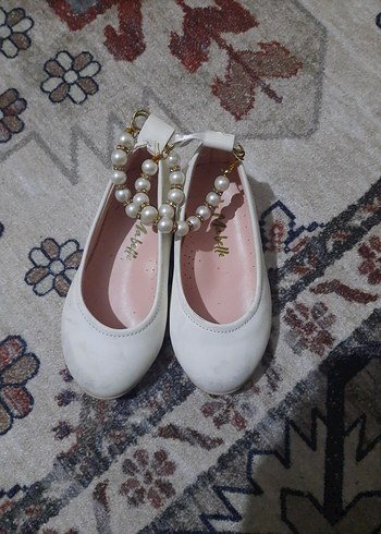 İnci Detaylı Beyaz Kız Çocuk Babet - Görsel 2