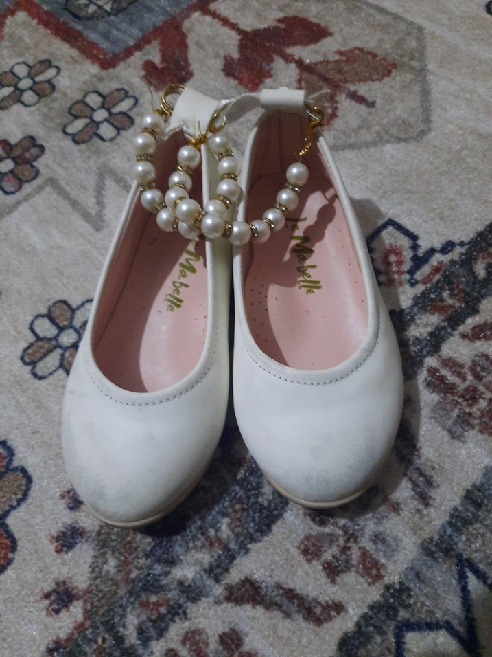 İnci Detaylı Beyaz Kız Çocuk Babet - Görsel 3