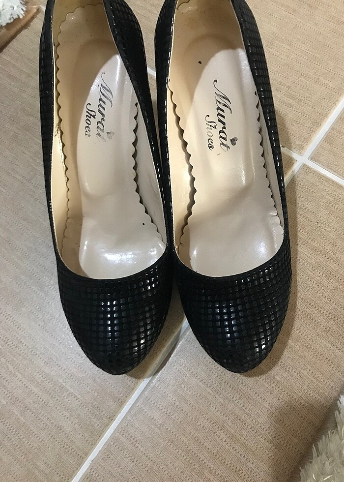 Siyah renk ince topuklu  abiye ayakkabı - Görsel 4