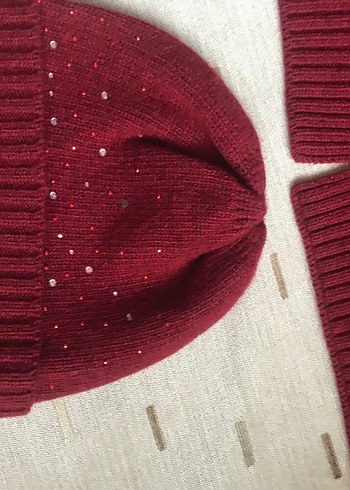 Bordo Kadın  Atkı bere takımı - Görsel 2