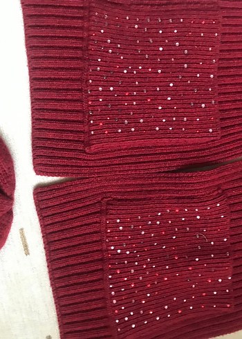 Bordo Kadın  Atkı bere takımı - Görsel 4