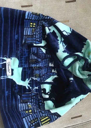 Baskılı Mavi Çocuk Beresi ve boyunluğu - Görsel 3